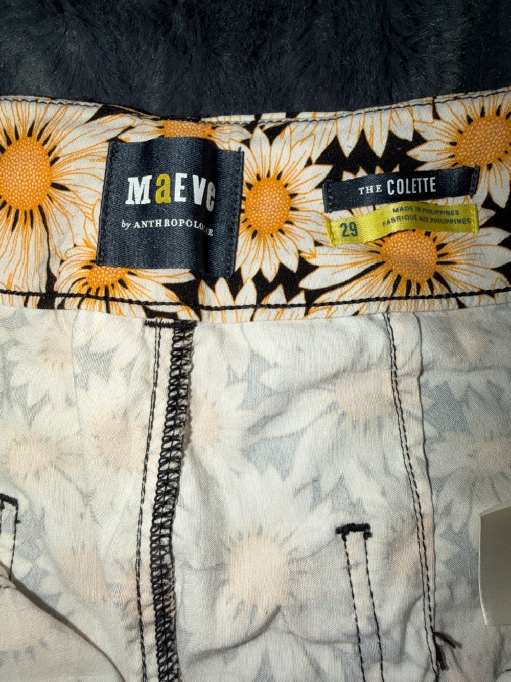 Anthropology Maeve Collette Sunflower Print Capri Pants  sz 29 - Picture 4 of 5